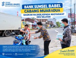 Bank Sumsel Babel Cabang Muaradua Bagikan Masker, Antisipasi Dampak Asap dan Polusi Udara di OKU Selatan